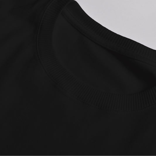 Black Round Neck Cotton T-Shirt 180-200 GSM