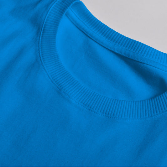 Sky BlueRound Neck Cotton T-Shirt 180-200 GSM
